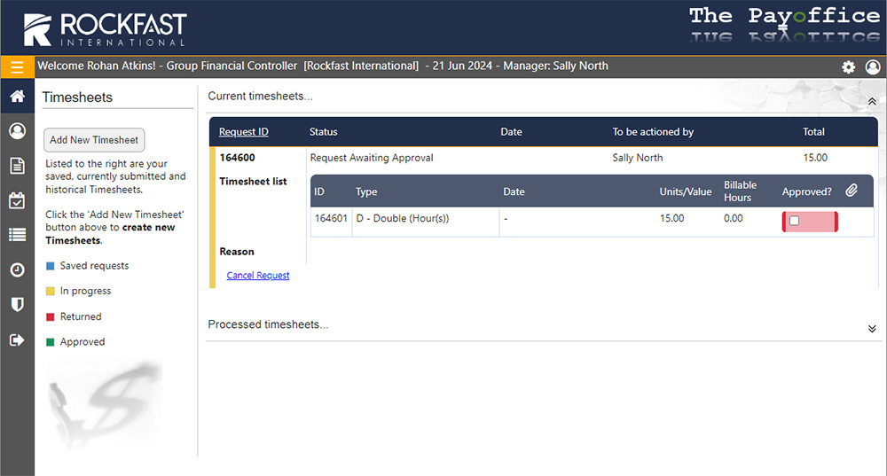 Employee self-service timesheets